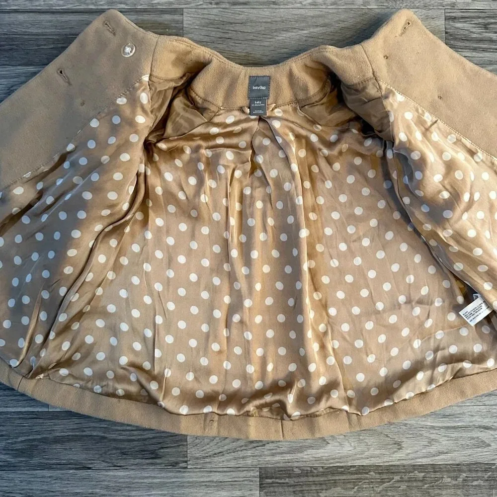 Baby GAP Double Breasted Tan Pea Coat Size 12-18 Months Classic Winter Formal